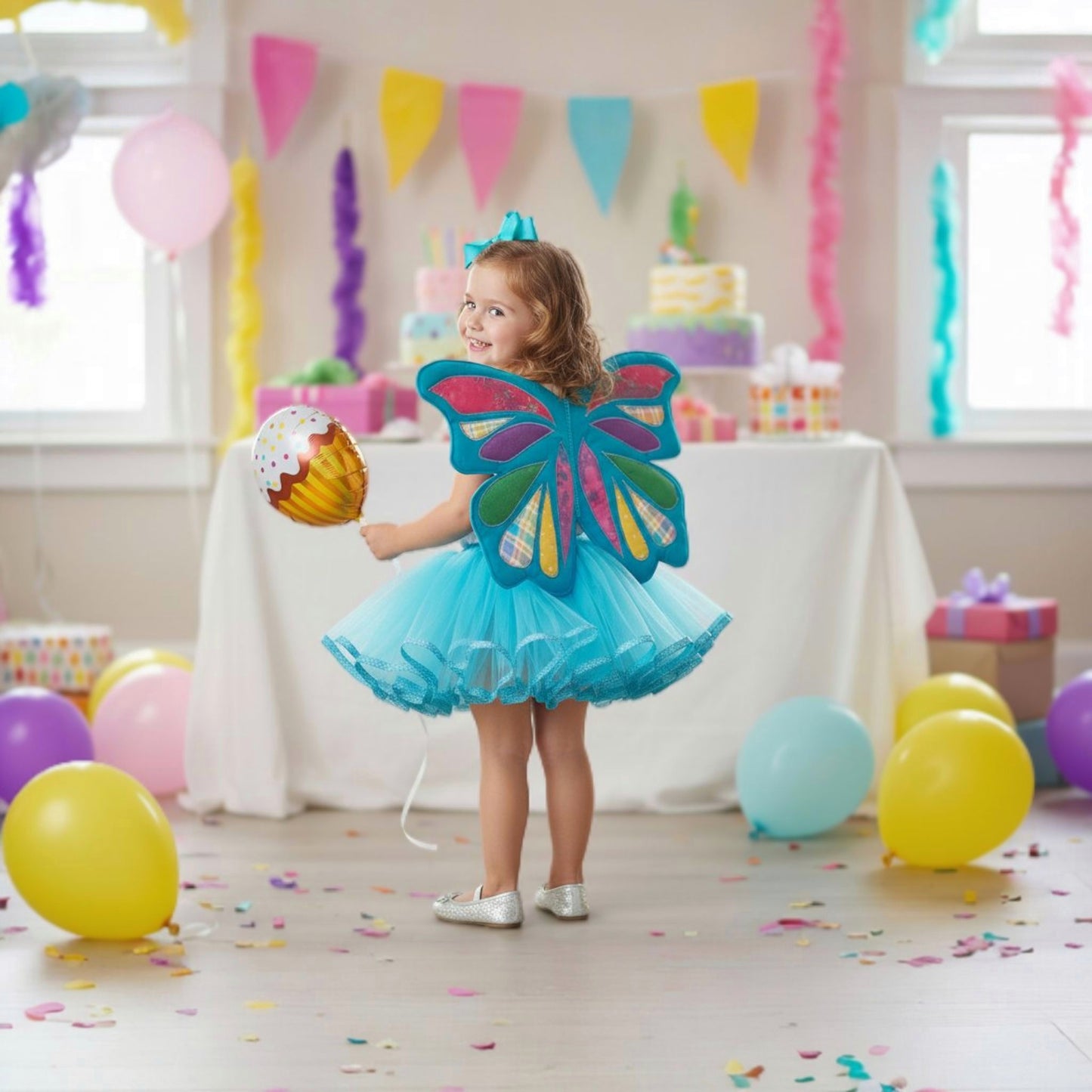 Rainbow butterfly fairy costume wings and tutu set