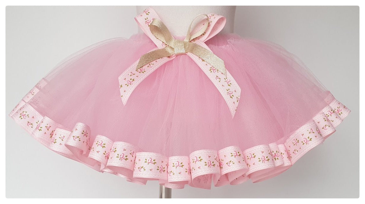 Pink floral ribbon tutu