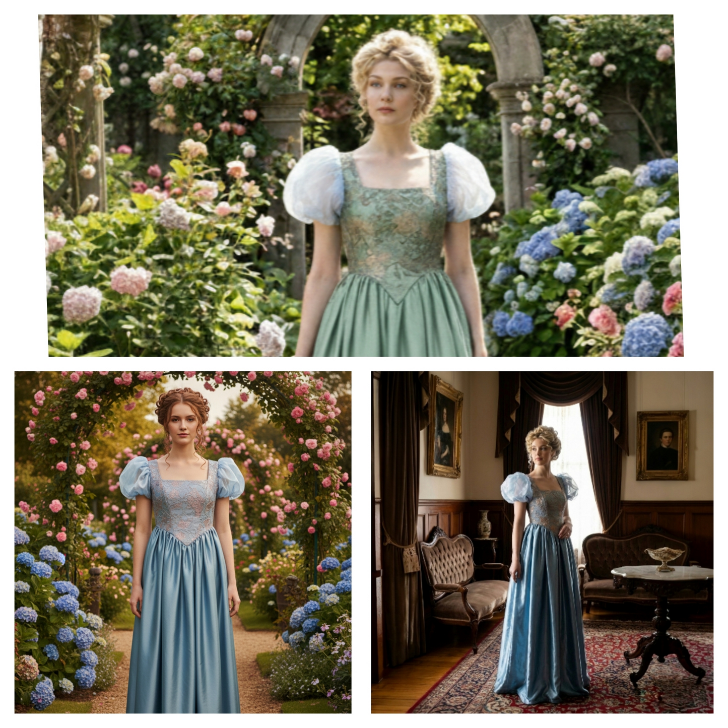 Victorian era pointed body style evening dresses