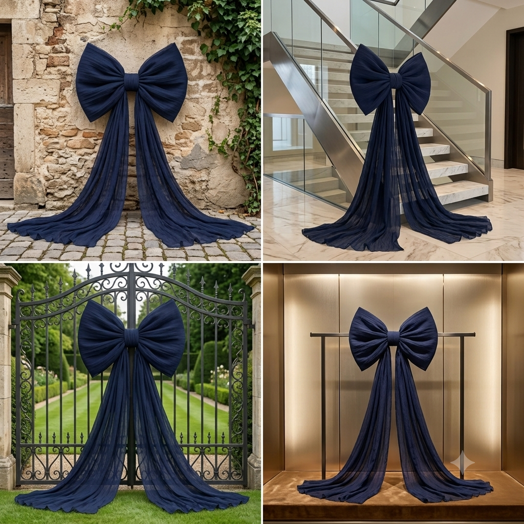 Large Handmade Custom Fabric Bow (satin and chiffon)