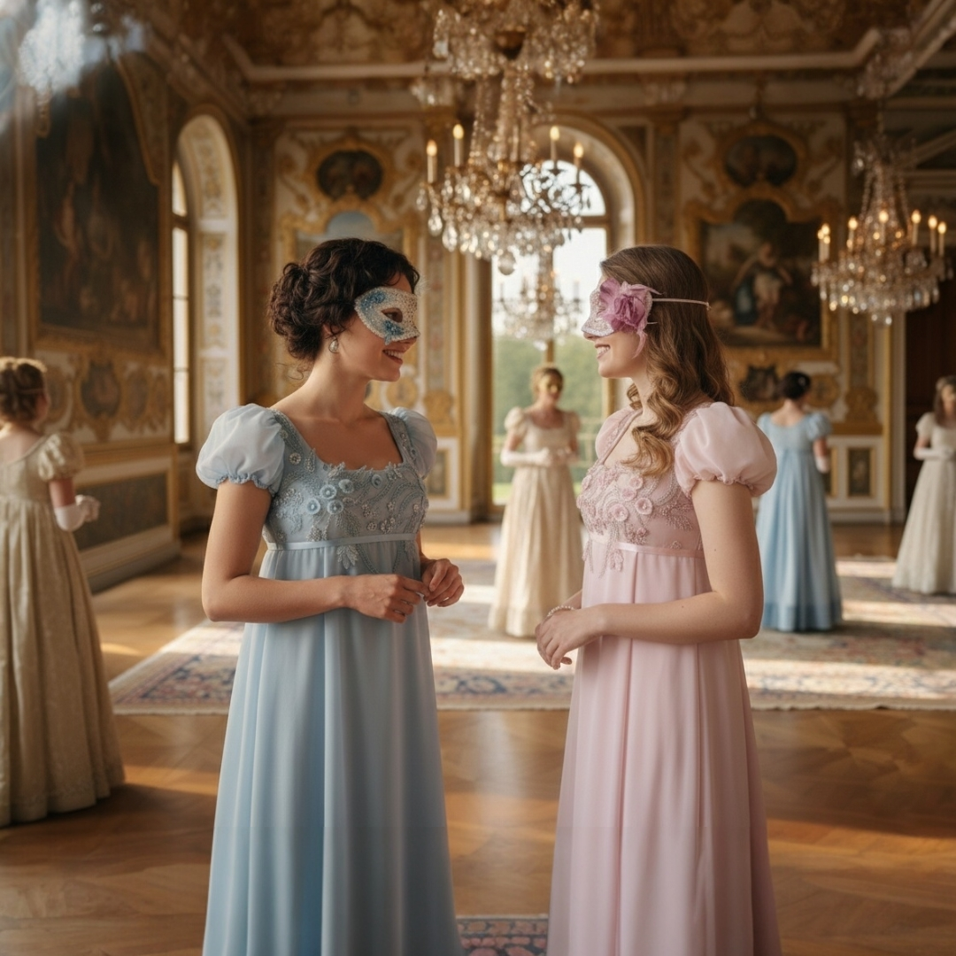 Light Blue And Pink Regency Dress (Copy)